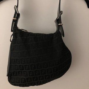 Fendi Zucchino Oyster Canvas Bag w/ Leather Trim